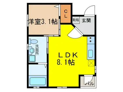ディアマンテ八田(1LDK/1階)の間取り写真