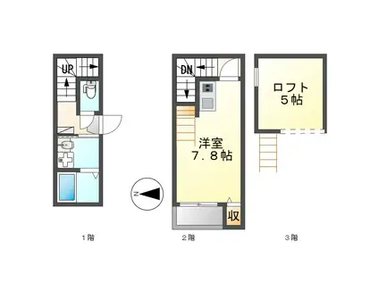 グローバル スタンス(ワンルーム/2階)の間取り写真