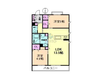 ATHENA(2LDK/3階)の間取り写真