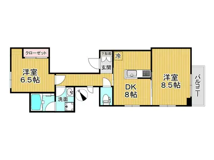 グリーチネ(2DK/3階)の間取り写真