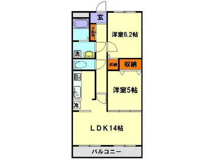 ベートーヴェンふじみ野(2LDK/3階)の間取り写真