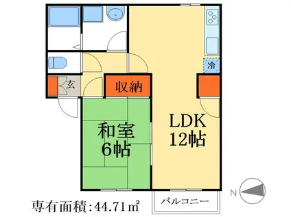 早稲田セブンハイツ(1LDK/1階)の間取り写真