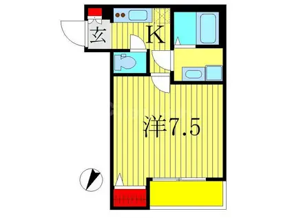T.A柏市南柏2丁目II(1K/1階)の間取り写真