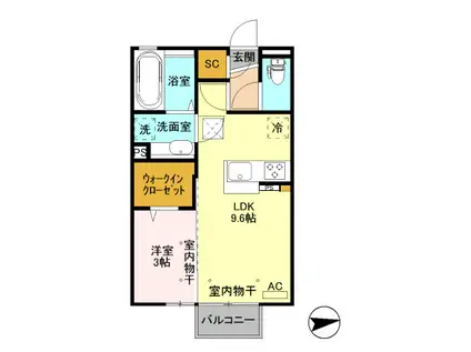 D-ROOM コラット ガーデン(1LDK/1階)の間取り写真