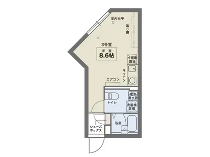 COCO SPACE北綾瀬(ワンルーム/5階)の間取り写真