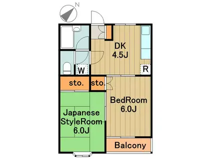 多摩都市モノレール 大塚・帝京大学駅 徒歩5分 2階建 築31年(2DK/2階)の間取り写真