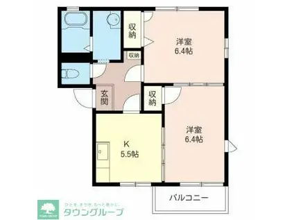 サンドゥエル D(2K/1階)の間取り写真