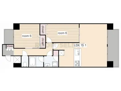 アンコールヴィラ(2LDK/5階)の間取り写真