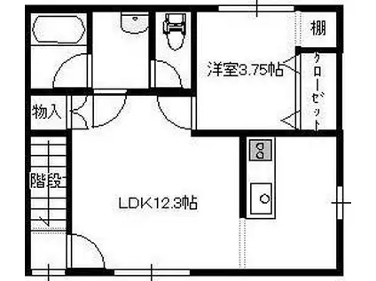 アールスリー青山(1LDK/2階)の間取り写真