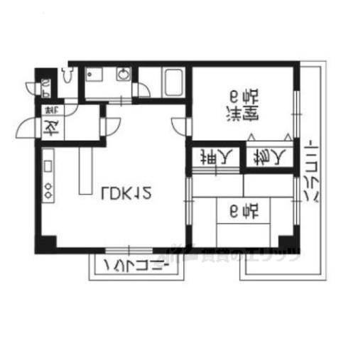 クレセント・オークス(2LDK/3階)の間取り写真