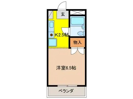 リズ スクエア 西棟(1K/2階)の間取り写真