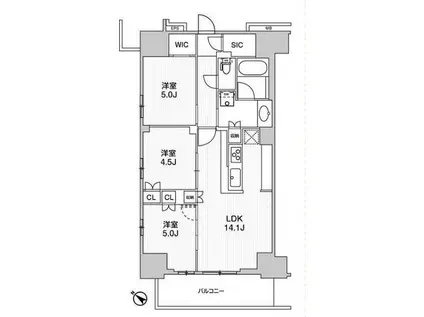 WORVE横浜伊勢佐木町(3LDK/8階)の間取り写真