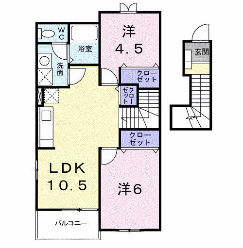 クレスト-ルF(2LDK/2階)の間取り写真