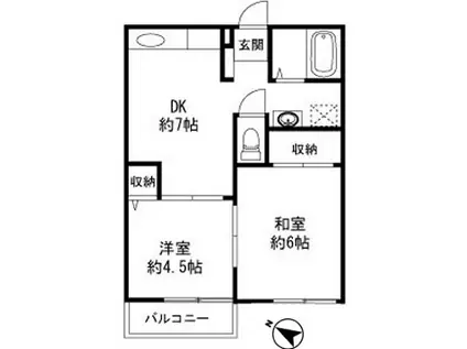 カルム須磨(2DK/2階)の間取り写真