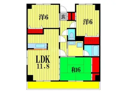 マルジュ ベルテ(3LDK/3階)の間取り写真