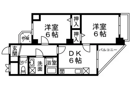 アーバンクルーザー六ツ門(2DK/12階)の間取り写真