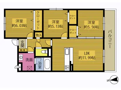 T・ブランシェ(3LDK/3階)の間取り写真