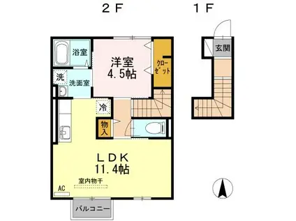 D-ROOM 太子堂(1LDK/2階)の間取り写真