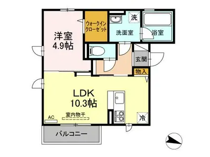 ベリーサ(1LDK/3階)の間取り写真