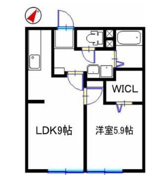 シティー御立(1LDK/2階)の間取り写真