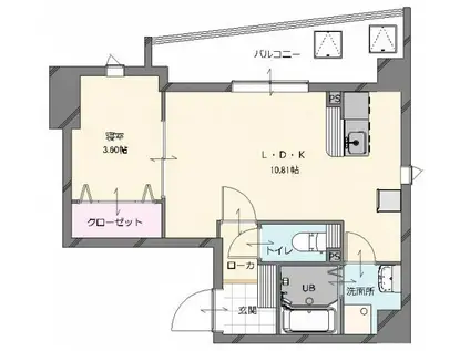 LA CIENEGA博多南(1LDK/6階)の間取り写真