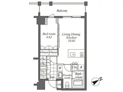 オーパスレジデンス恵比寿(1LDK/3階)の間取り写真