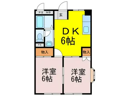 グレースレジデンス北本(2DK/1階)の間取り写真