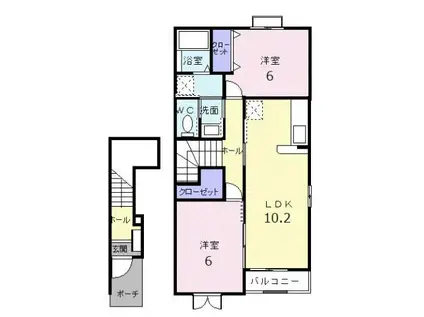アヴニールI(2LDK/2階)の間取り写真