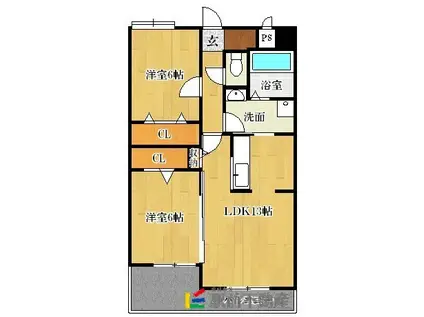 PARK COURT(2LDK/1階)の間取り写真