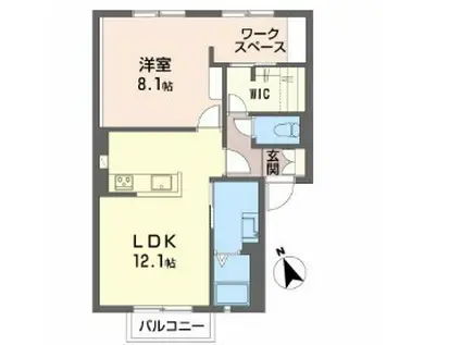 カサベルデE(1LDK/2階)の間取り写真