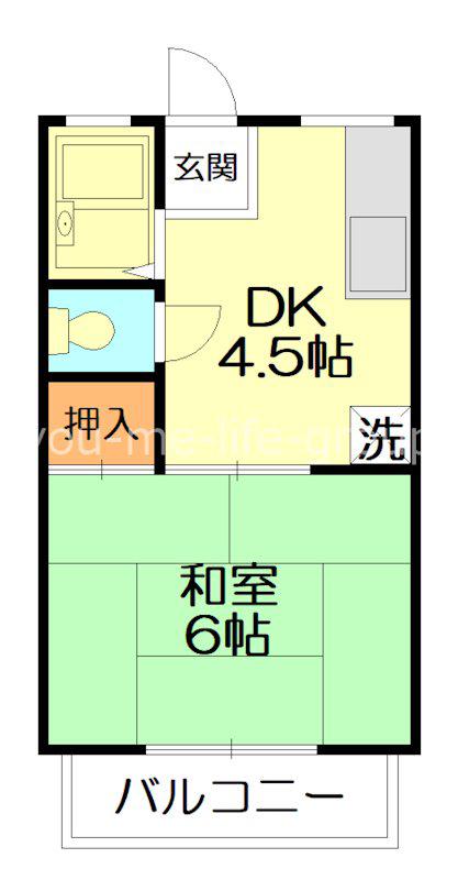 シティハイム鶴巻壱番館(1K/2階)の間取り写真
