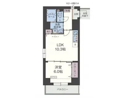 ザ・パークハビオ麻布十番(2LDK/7階)の間取り写真