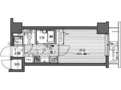 グランド・ガーラ西新宿ウエスト(1K/2階)の間取り写真