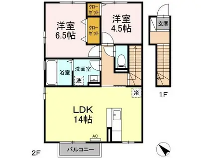 セジュール清瀬 A棟(2LDK/2階)の間取り写真