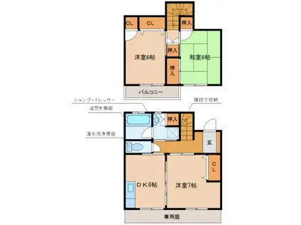 ラ・メゾン アグレアブル(3DK/1階)の間取り写真