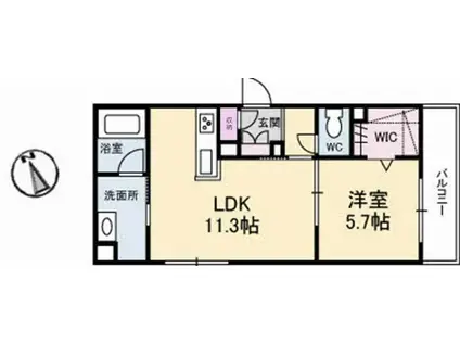 MIWISE(1LDK/2階)の間取り写真