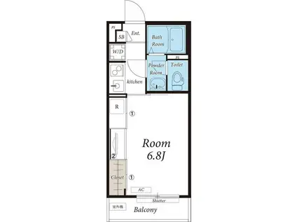 リブリ・フォーチュン町田(1K/3階)の間取り写真