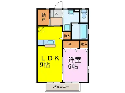 クーザA(1LDK/1階)の間取り写真