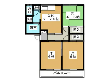 ハイツ堀内 B棟(3DK/1階)の間取り写真