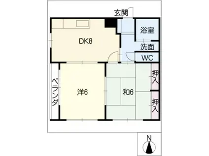 レジデンスみその(2DK/3階)の間取り写真