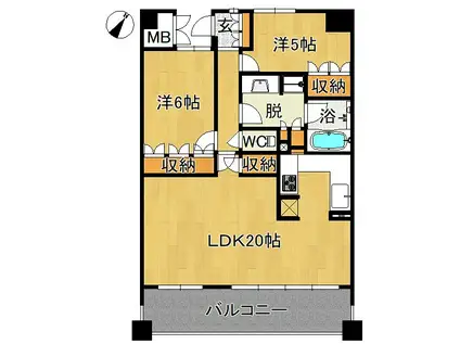 クランズスクエア弘前大町(2LDK/10階)の間取り写真