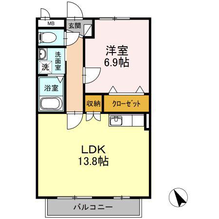ヨーロピアンシャレー東新煉瓦の家(1LDK/2階)の間取り写真