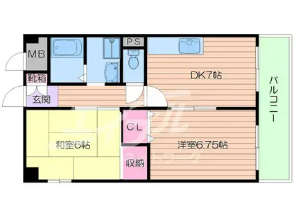 ファミール栄(2DK/3階)の間取り写真