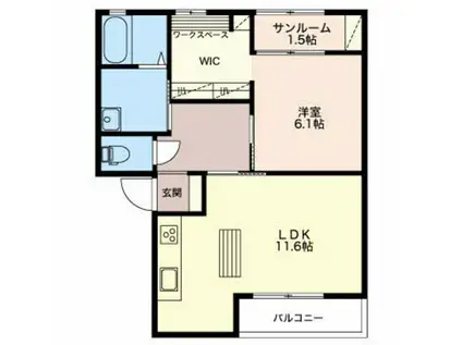 コーポ米田(1LDK/1階)の間取り写真