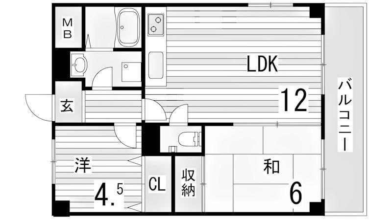 アドモリモト下畑(2LDK/4階)の間取り写真