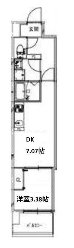 ALIVIS新町(1DK/2階)の間取り写真