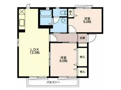 セゾンA(2LDK/1階)の間取り写真