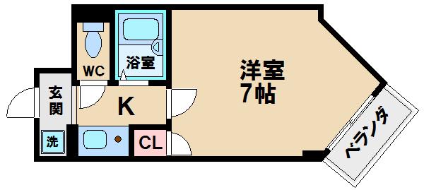 ビクトリー杭全(1K/8階)の間取り写真