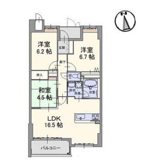 グランマスト伊島(3LDK/3階)の間取り写真
