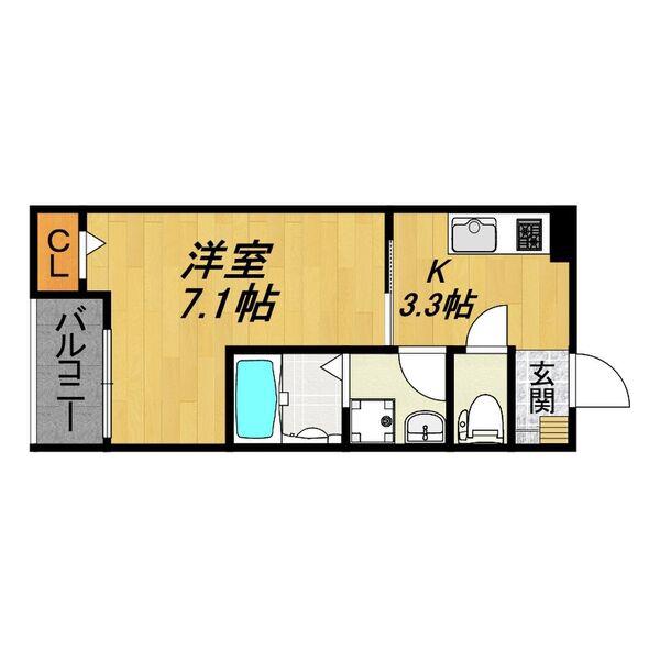 LE COCON 北名古屋II(1K/2階)の間取り写真